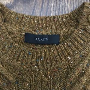 J. Crew olive crew neck, cable knit sweater XS